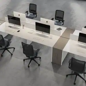 office back with mesh back chairs with black seat pads